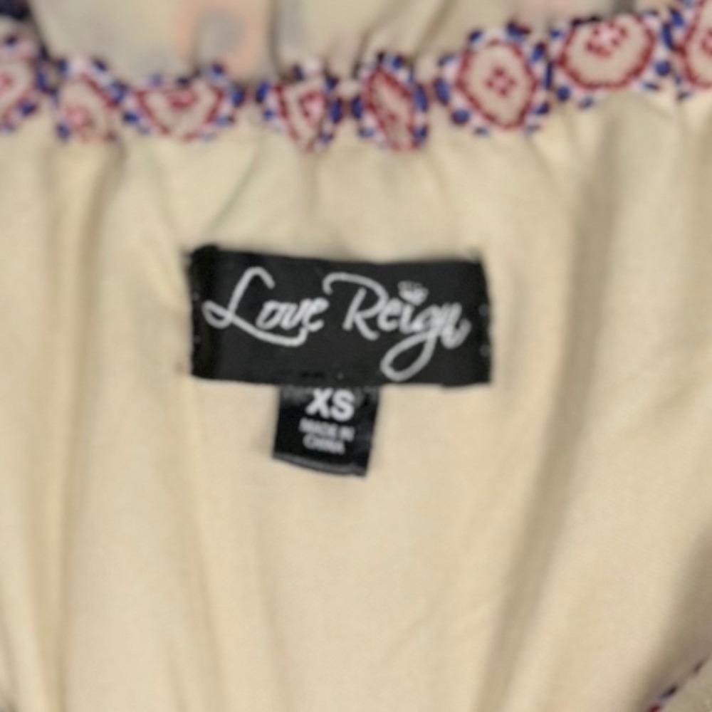 Love Reign Boho Dress Off Shoulder Long Puff Sleeve XS Paisley Hippie Festival - Picture 3 of 10